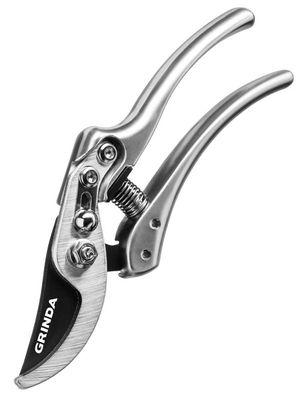 Секатор GRINDA Р-21, Секатор с алюминиевыми коваными рукоятками, плоскостной, 210 мм.