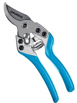 Секатор GRINDA Р-27, Секатор с эргономичными алюминиевыми рукоятками, плоскостной, 190 мм.