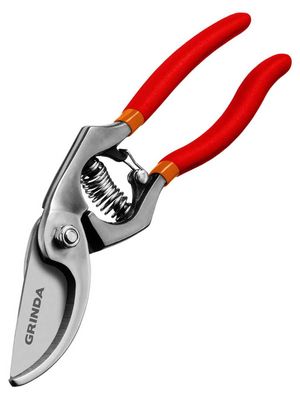 Секатор GRINDA G-7, Секатор цельнокованный, с направленным под углом лезвием, 210 мм, рез до 25 мм