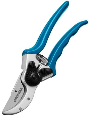 Секатор GRINDA Р-23, Секатор с алюминиевыми коваными рукоятками, плоскостной, 210 мм.