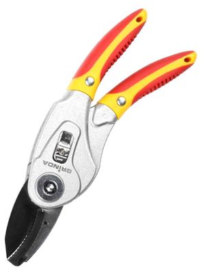 Секатор  GRINDA/ Секатор трансформер, 2 положения: плоскостной и контактный, с алюминиевыми рукоятками, 185мм