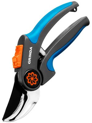 Секатор GRINDA Р-55, Секатор с двухкомпонентными рукоятками, плоскостной, 205 мм.